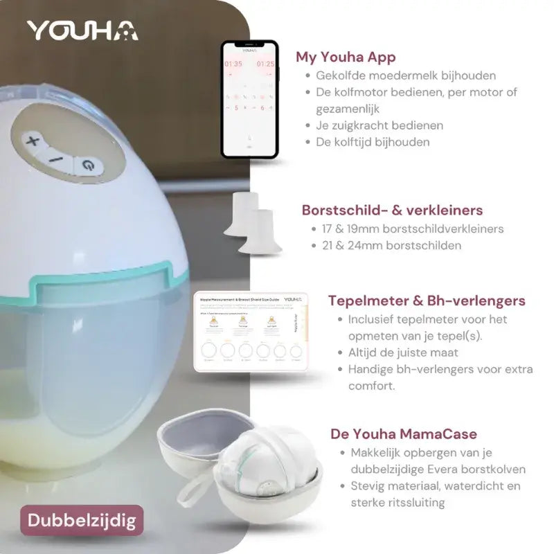 Youha Evera Dubbelzijdige Borstkolf – Handsfree & Draadloos